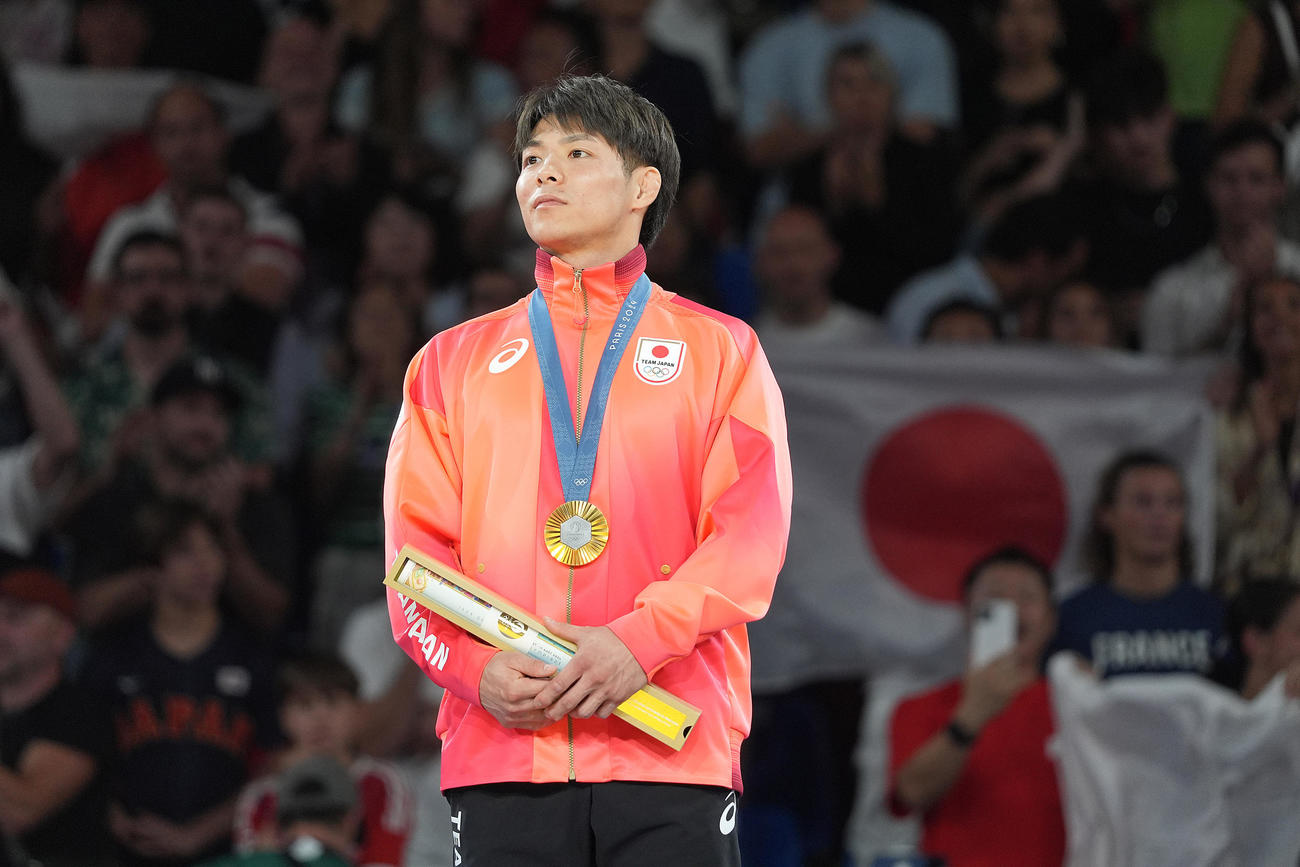 男子柔道66キロ級　2大会連続の金メダルを獲得した阿部一二三（撮影・パオロ　ヌッチ）