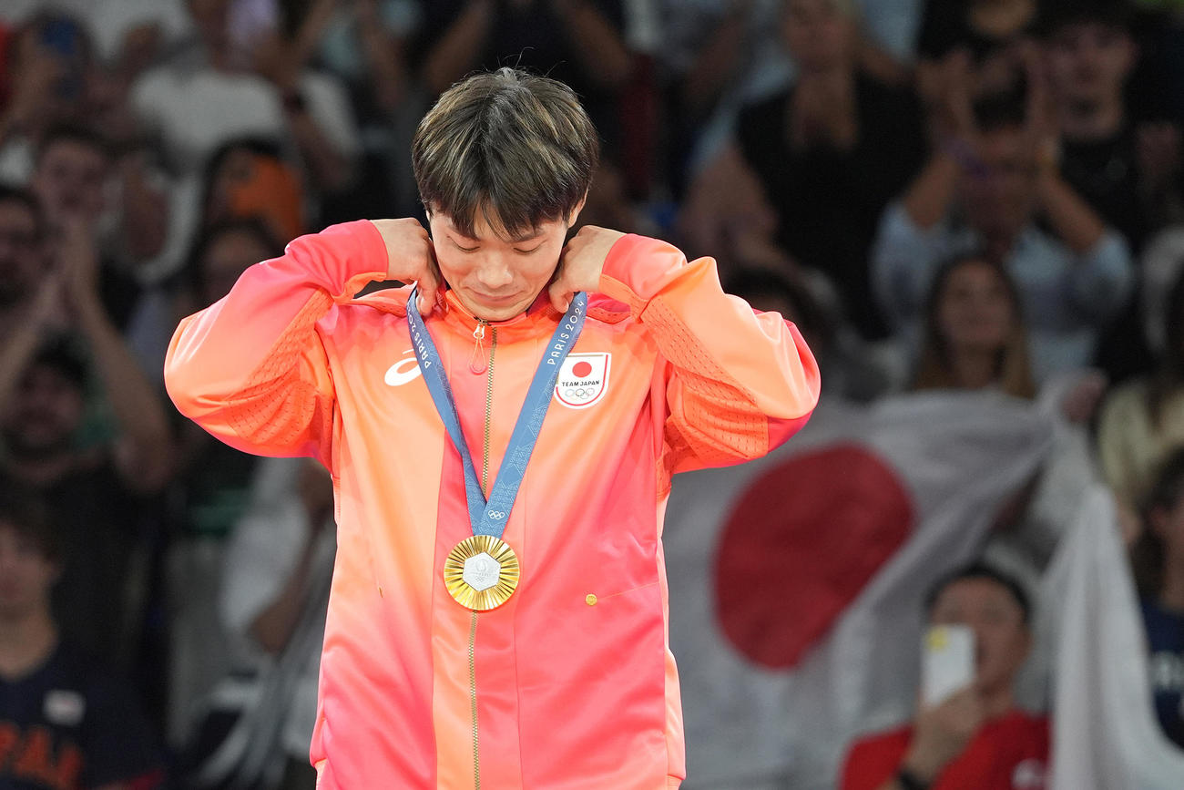 男子柔道66キロ級　2大会連続の金メダルを獲得した阿部一二三（撮影・パオロ　ヌッチ）