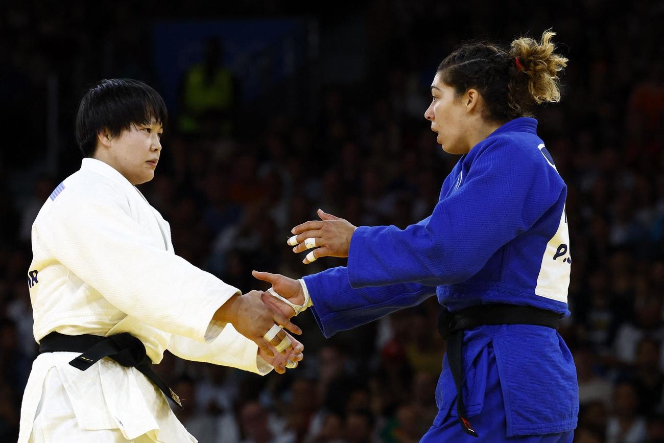 女子78キロ級3位決定戦で敗れた高山莉加（ロイター）