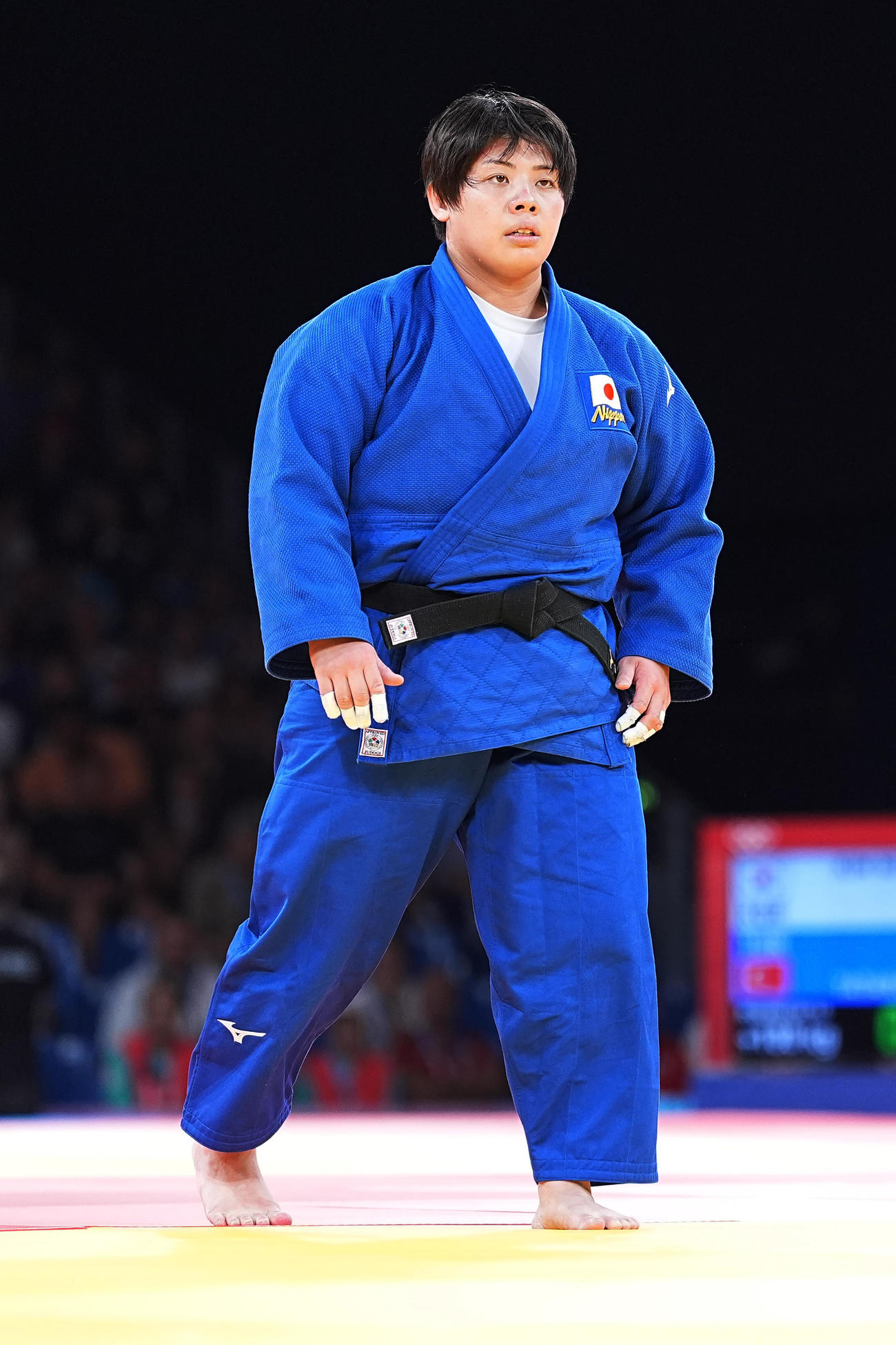 柔道女子78キロ超級1回戦　リシェルアニタ・ソピムベラとの試合に臨む素根輝（撮影・パオロ　ヌッチ）