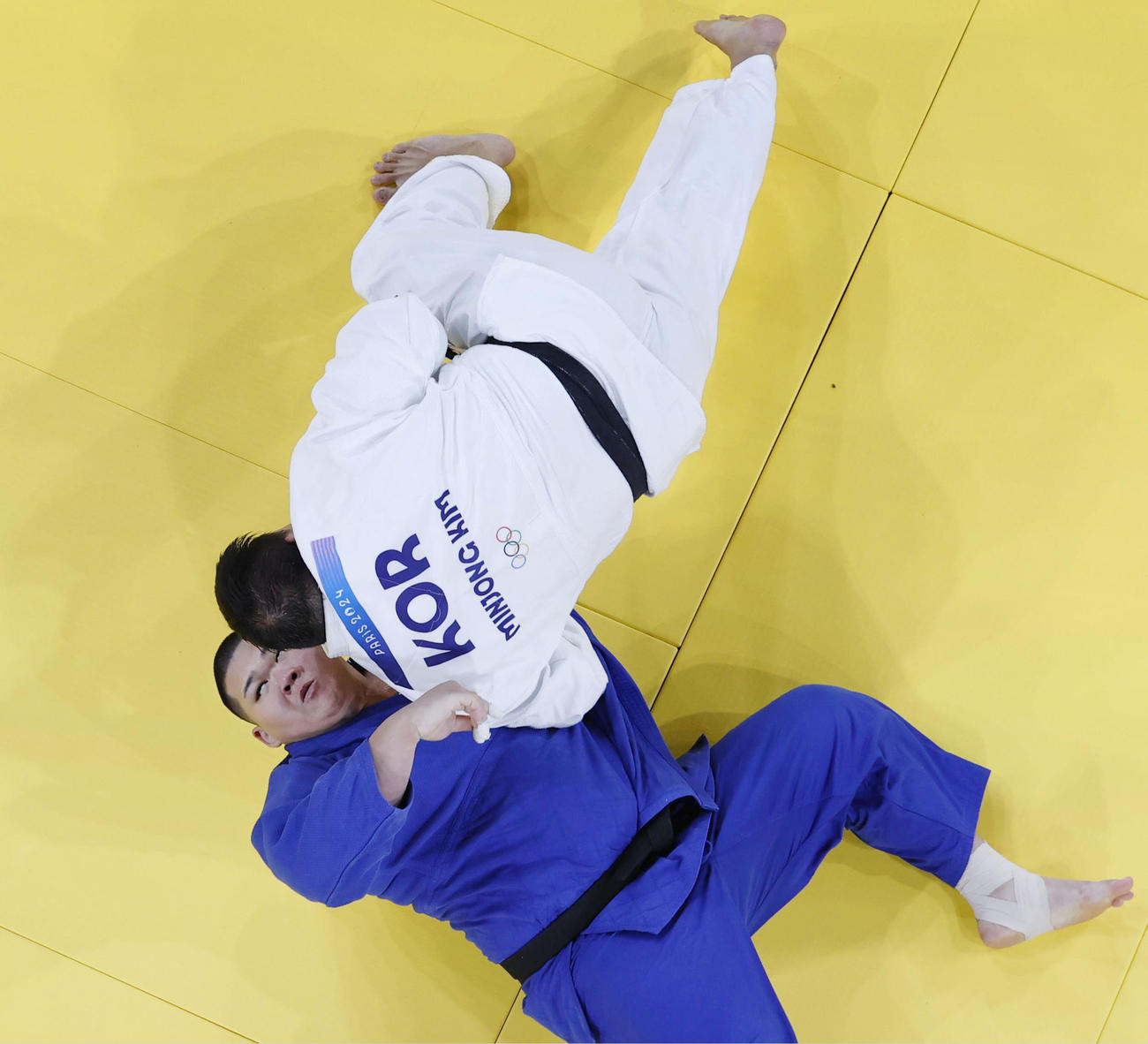 男子100 キロ 超級準決勝　韓国選手に一本負けした斉藤立（下）（共同）