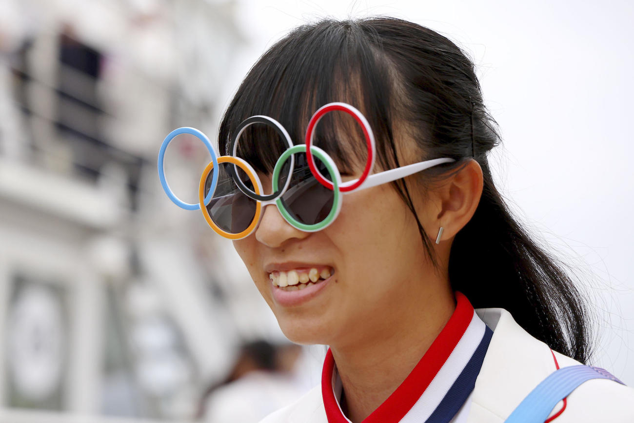 パリ五輪の開会式に臨む日本代表選手（ゲッティ＝共同）