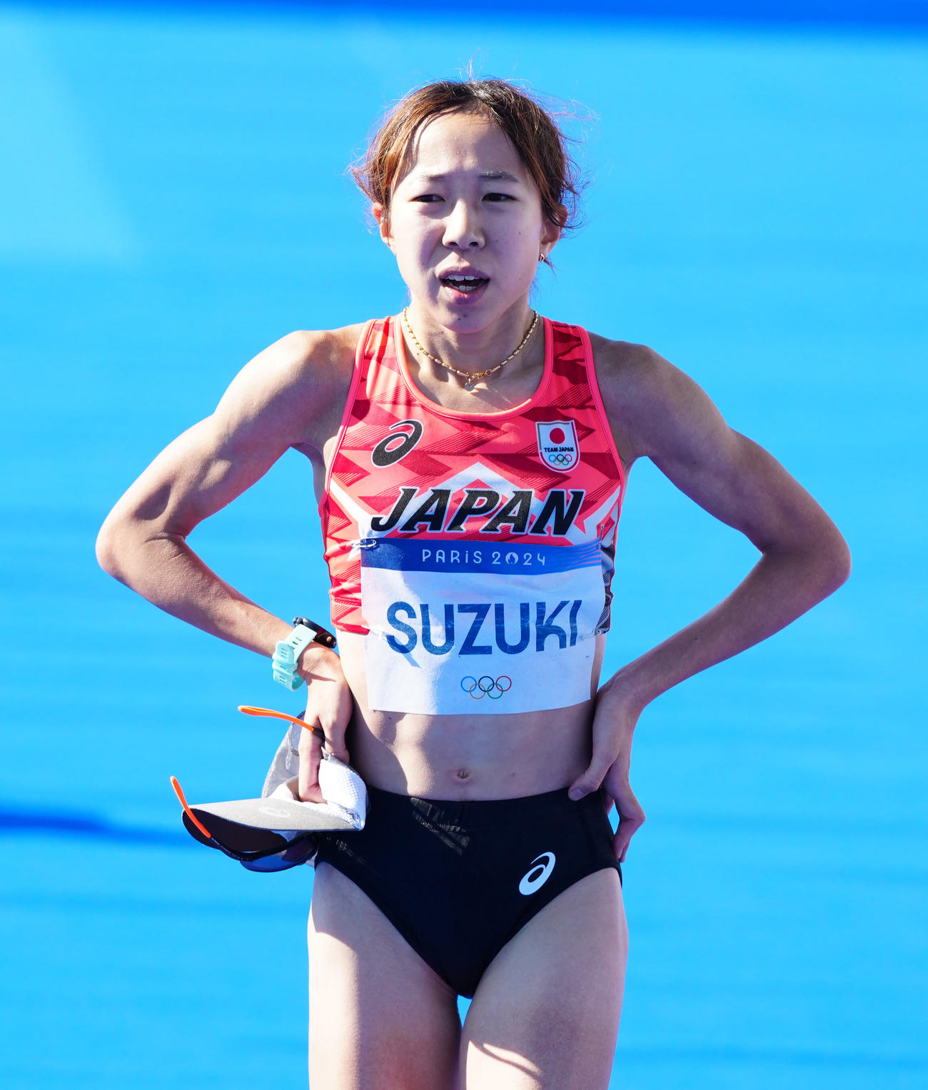 女子マラソンで力走し6位入賞した鈴木（撮影・江口和貴）