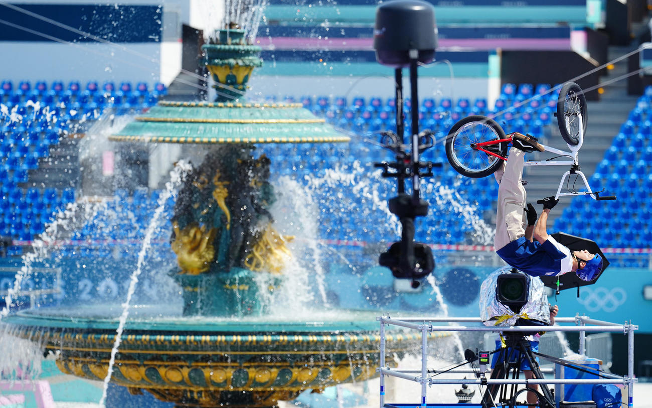 自転車BMXフリースタイル決勝、1本目に臨む中村（撮影・垰建太）