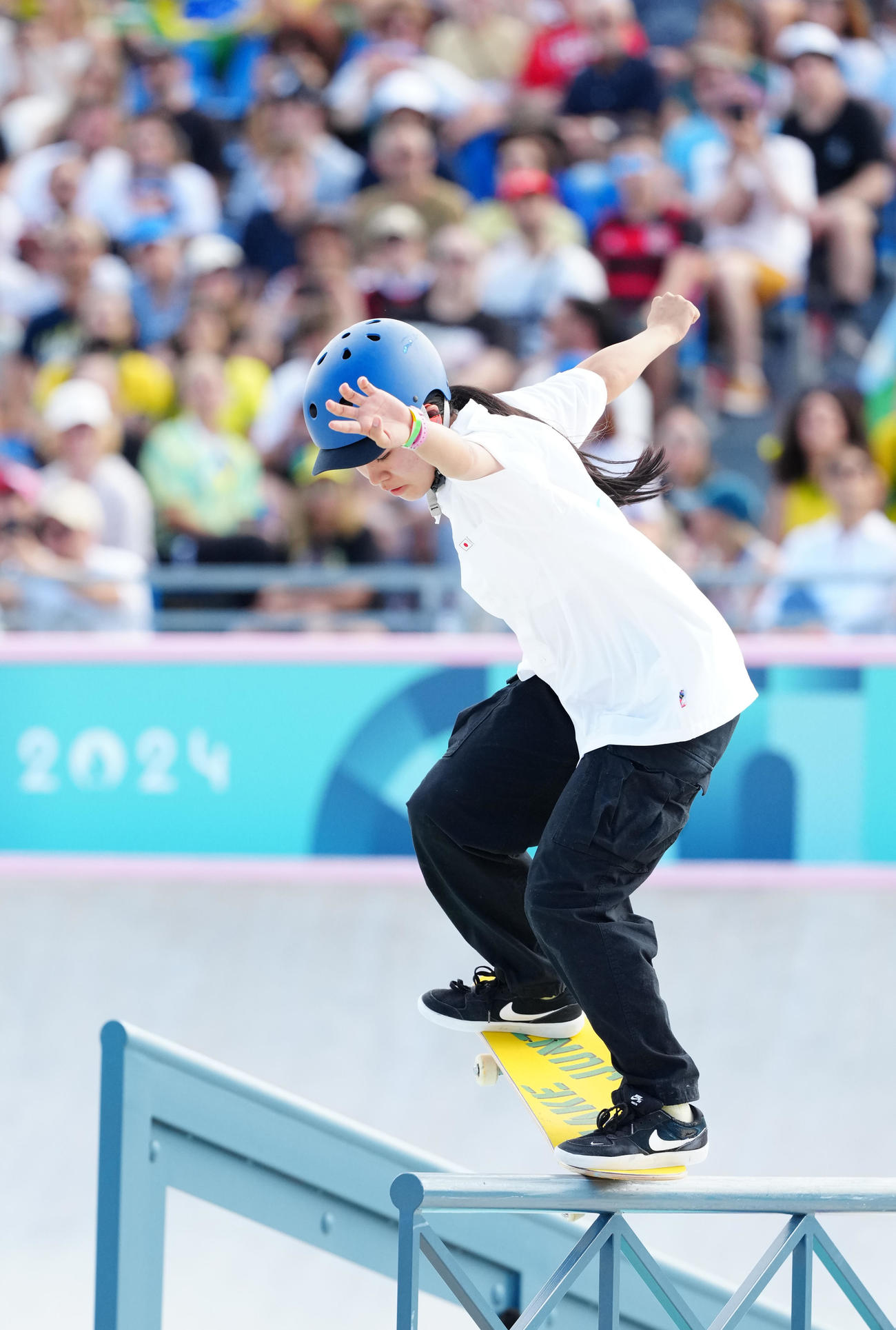 スケートボード女子ストリート決勝に臨む中山（撮影・江口和貴）