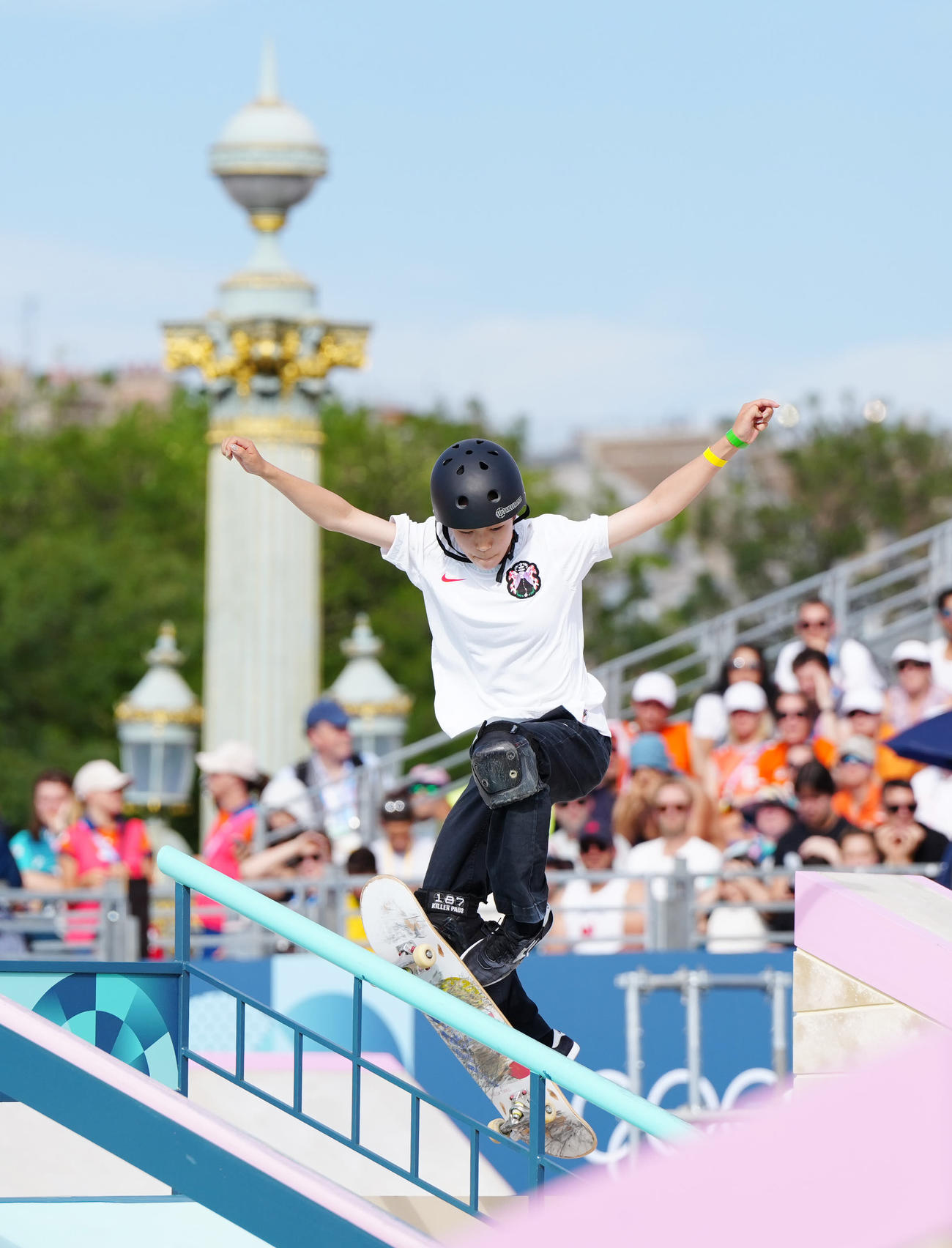 ベストトリック4回目の試技で技を決める吉沢（2024年7月28日撮影）