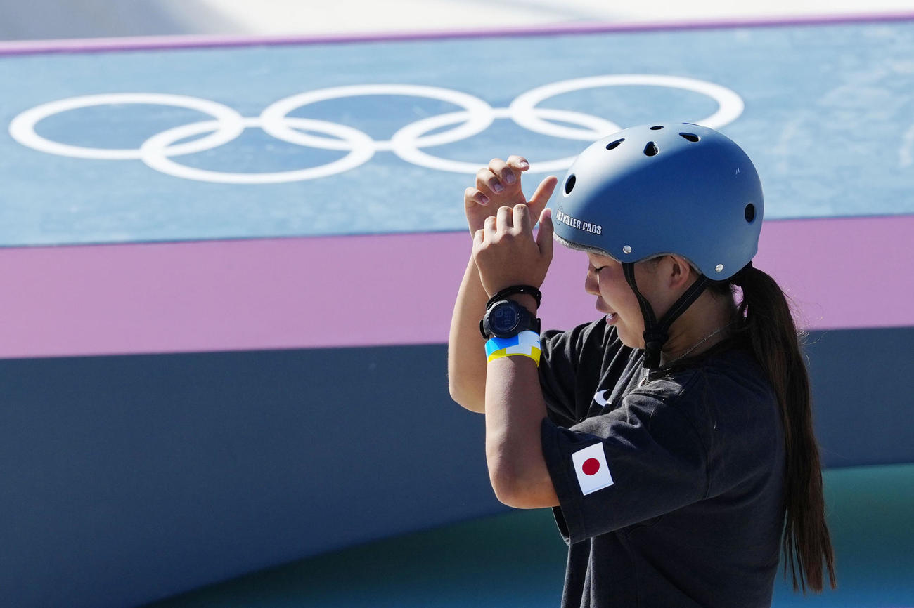 女子パーク決勝　2回目を終えた草木ひなの（共同）