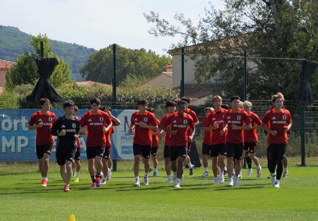フランスとの親善試合に向けて調整するU－23日本代表（撮影・佐藤成）