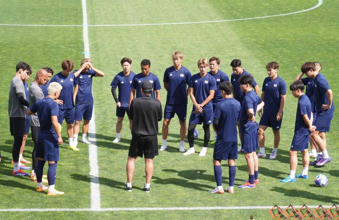 1次リーグ初戦パラグアイ戦に向けて調整したパリ五輪サッカー男子日本代表（撮影・佐藤成）