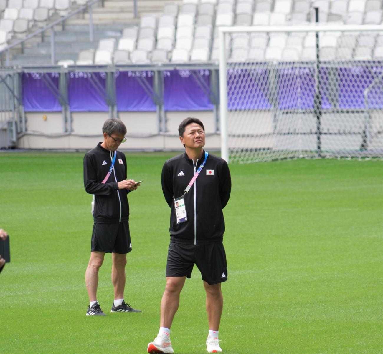 1次リーグ初戦パラグアイ戦の会場を視察したパリ五輪サッカー男子日本代表大岩剛監督（撮影・佐藤成）