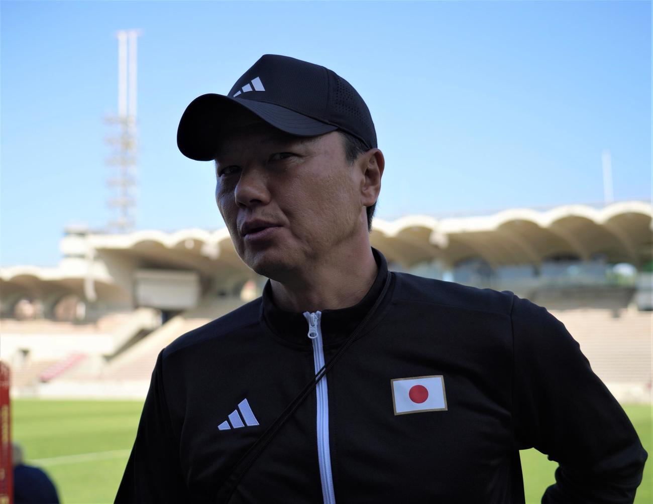 1次リーグ初戦パラグアイ戦に向けて調整したパリ五輪サッカー男子日本代表大岩剛監督（撮影・佐藤成）