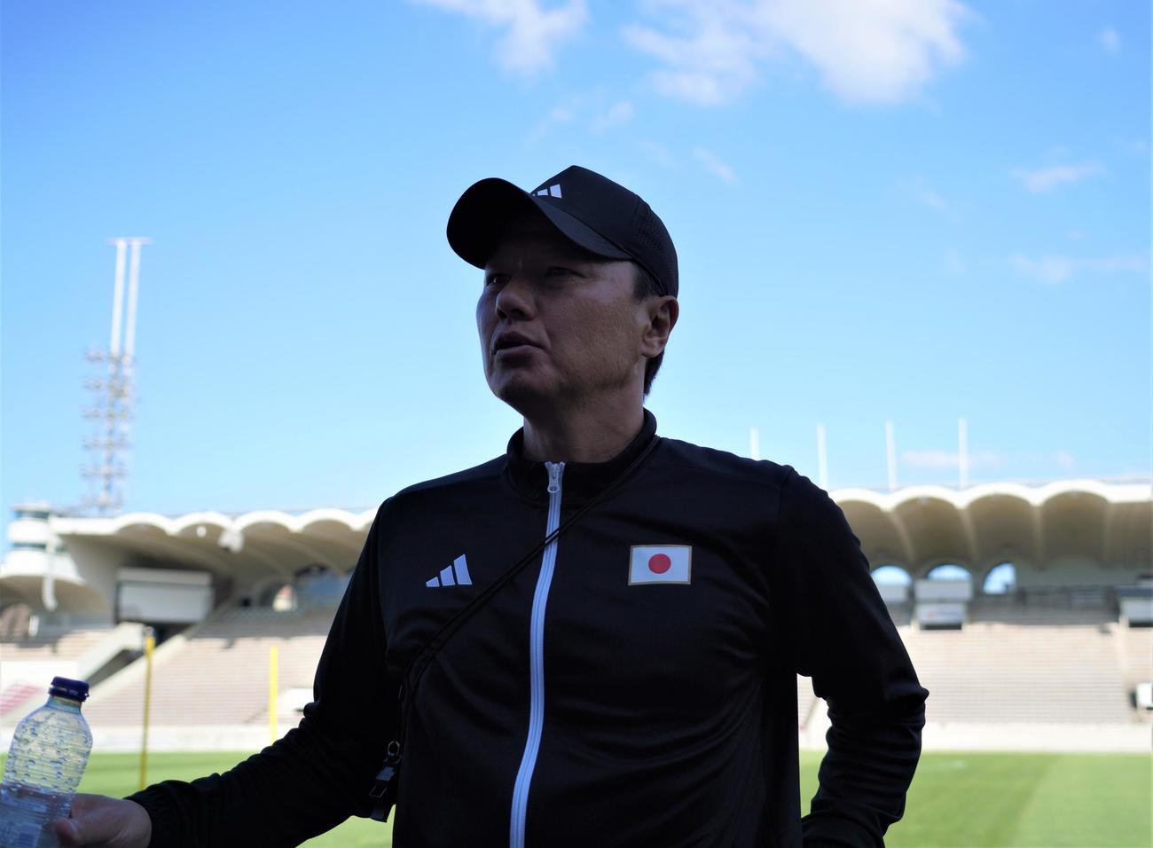1次リーグ初戦パラグアイ戦に向けて調整したパリ五輪サッカー男子日本代表大岩剛監督（撮影・佐藤成）