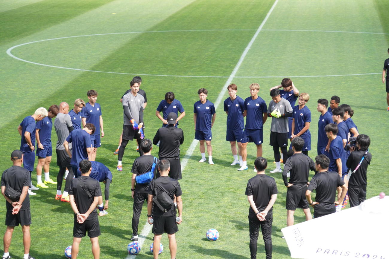 1次リーグ初戦パラグアイ戦に向けて調整したパリ五輪サッカー男子日本代表（撮影・佐藤成）