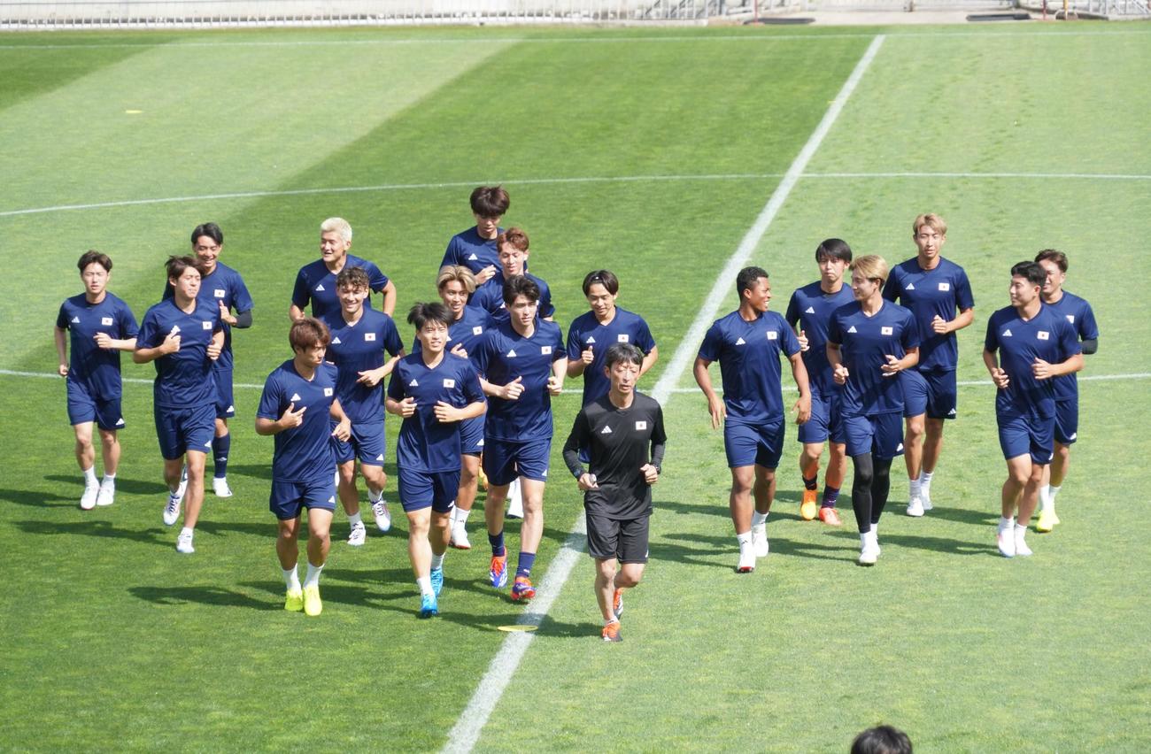 1次リーグ初戦パラグアイ戦に向けて調整したパリ五輪サッカー男子日本代表（撮影・佐藤成）
