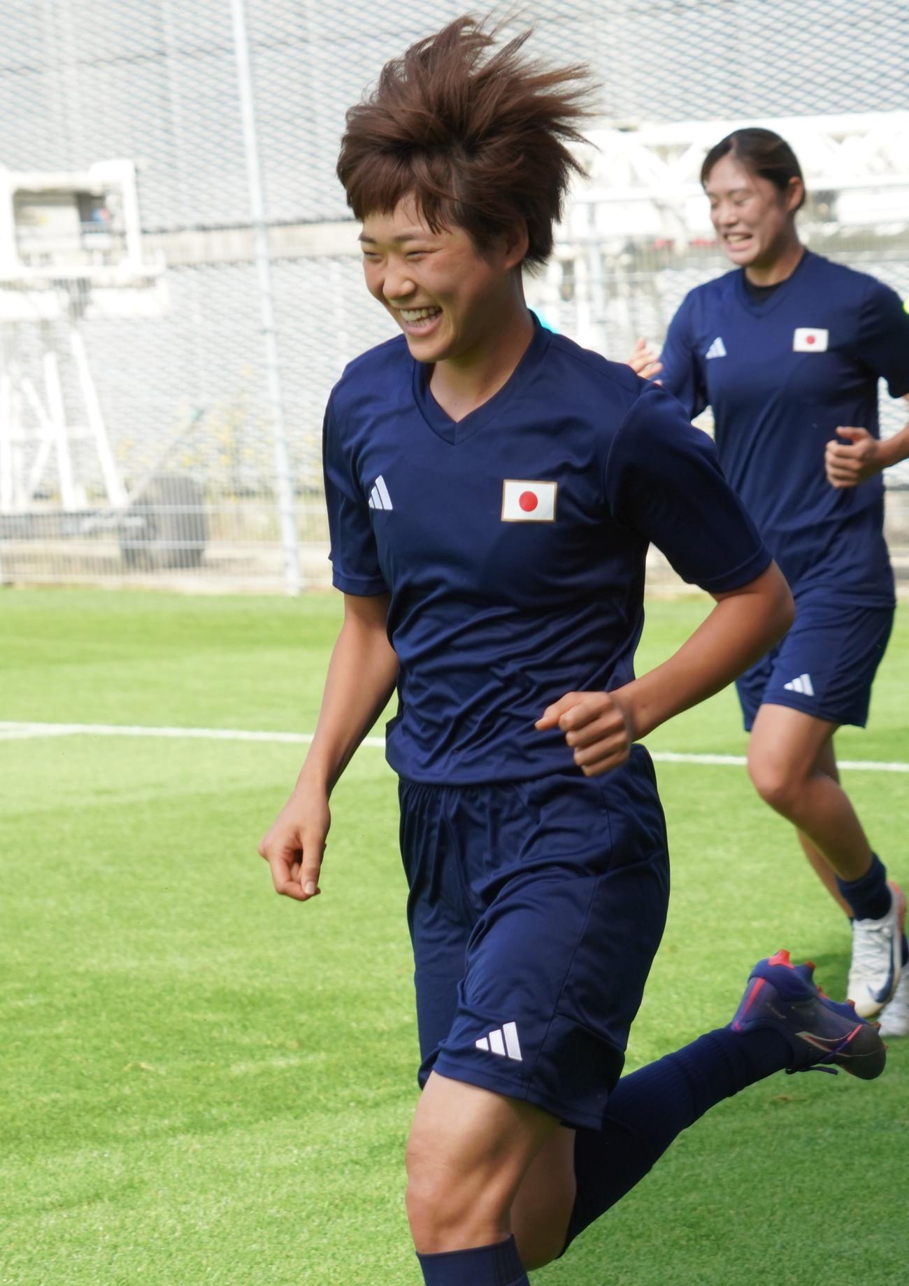 1次リーグ第3戦ナイジェリア戦に向けて調整するパリ五輪女子サッカー日本代表なでしこジャパンMF浜野まいか（撮影・佐藤成）