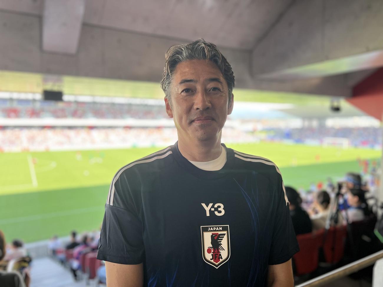 パリ五輪サッカー女子日本代表DF北川ひかるが小学校の頃に在籍した菊川FC Jr．の後藤保秀コーチ（撮影・佐藤成）