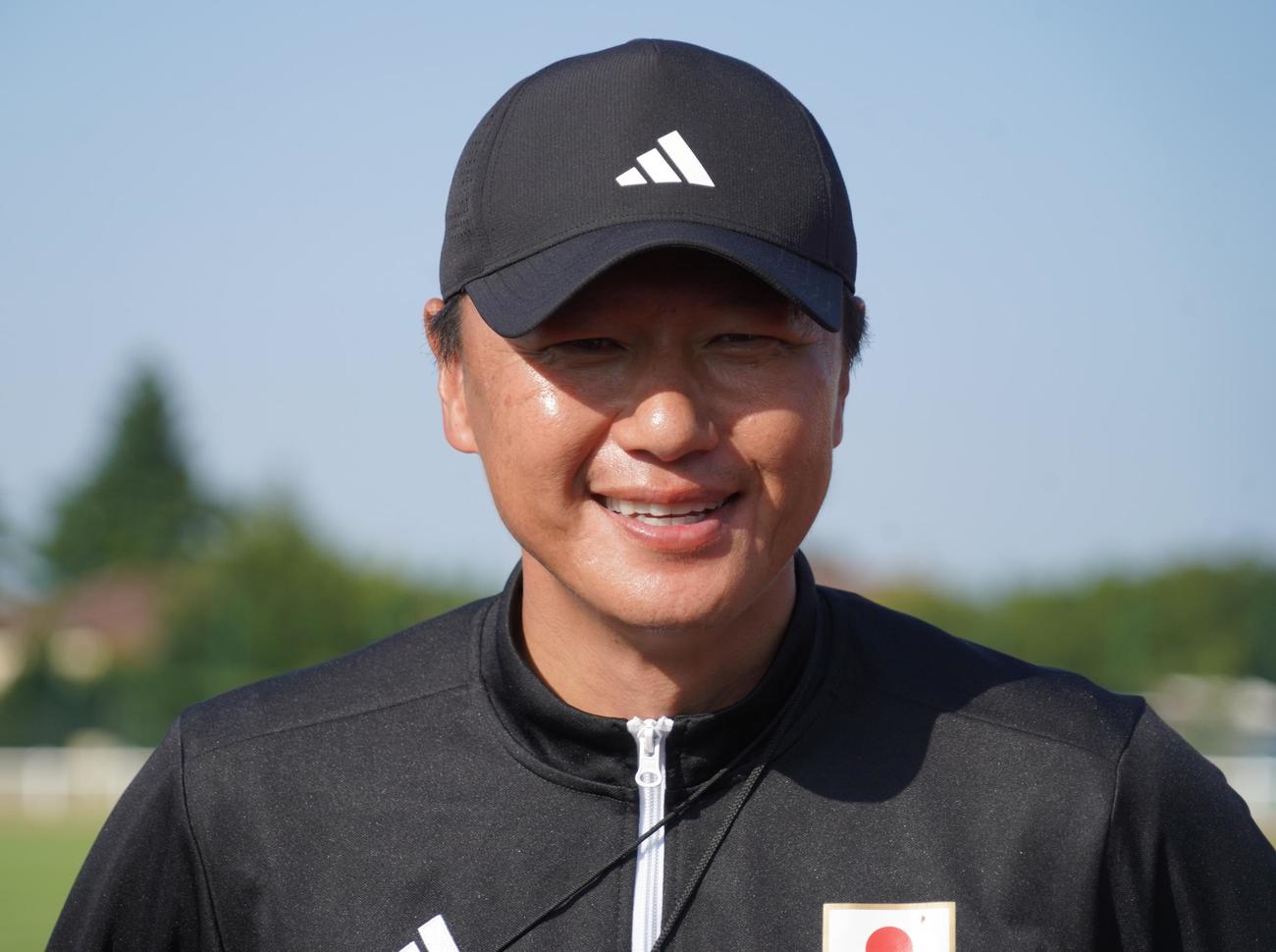 準々決勝スペイン戦に向けて調整したパリ五輪男子サッカー大岩剛監督（撮影・佐藤成）