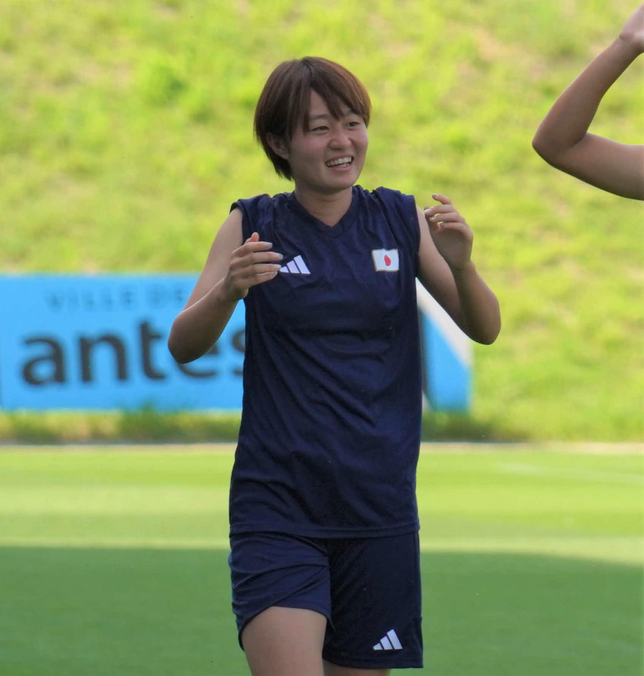 1次リーグ第3戦ナイジェリア戦に向けて調整するパリ五輪女子サッカー日本代表なでしこジャパンMF宮沢ひなた（撮影・佐藤成）