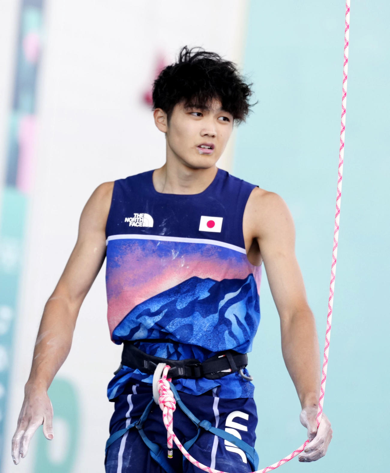 男子複合予選　リードを終えた安楽宙斗。決勝進出を決めた（共同）