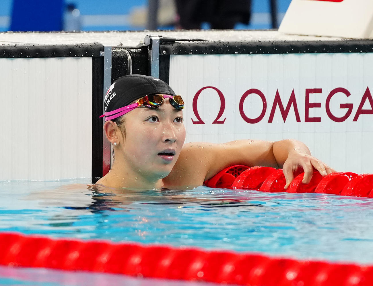 女子バタフライ100メートル予選3組で7着となった池江（撮影・江口和貴）