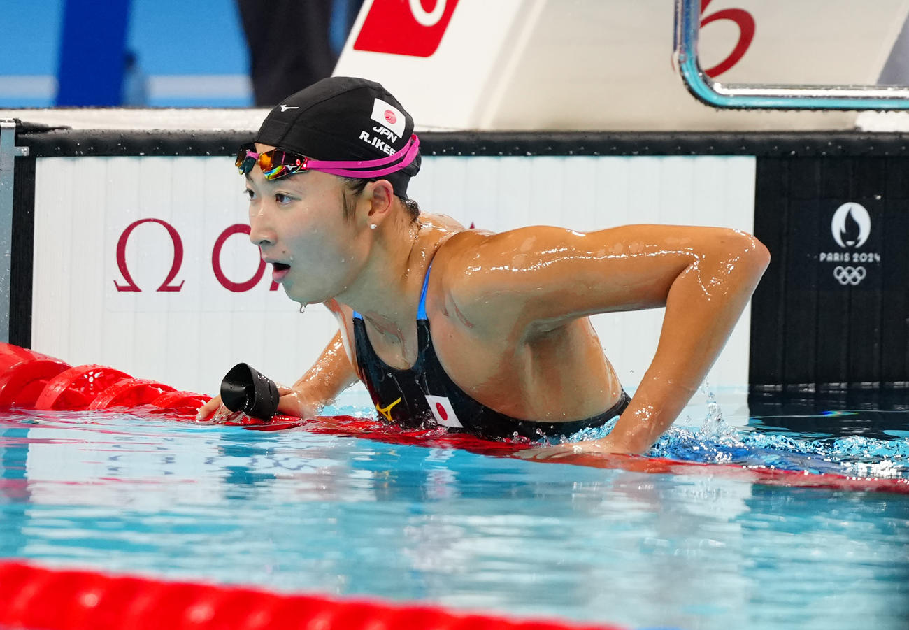 女子バタフライ100メートル予選3組で7着となった池江（撮影・江口和貴）
