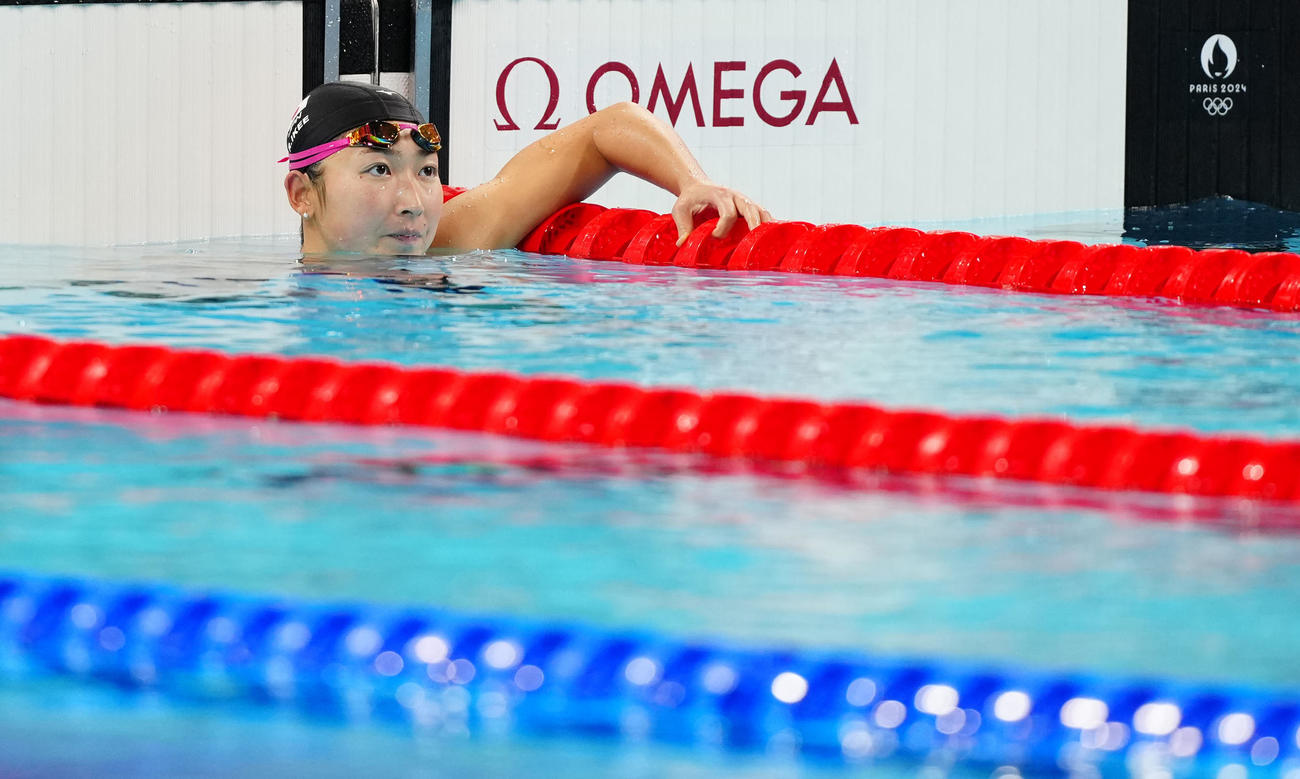 女子バタフライ100メートル予選3組で7着となった池江（撮影・江口和貴）