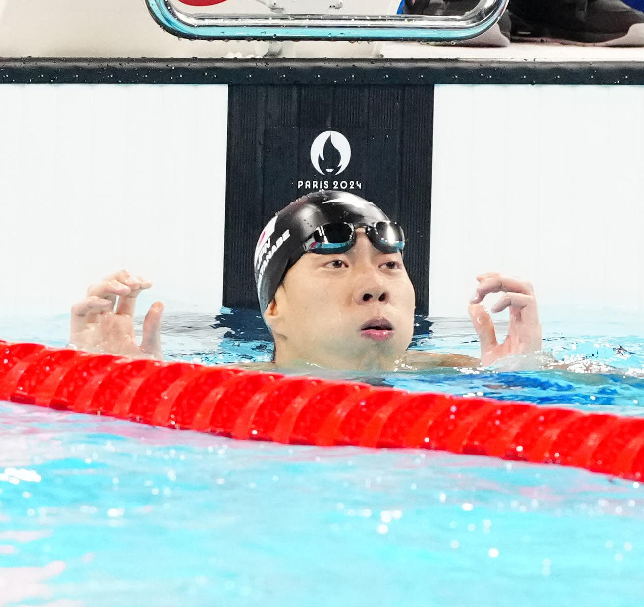 男子平泳ぎ200メートル予選3組で3着となった渡辺（撮影・江口和貴）