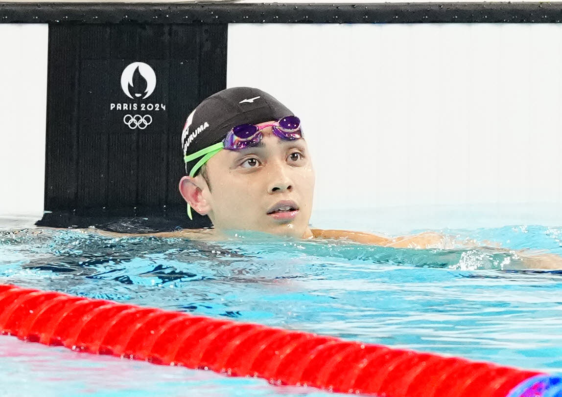 男子平泳ぎ200メートル準決勝2組で3着となった花車（撮影・江口和貴）