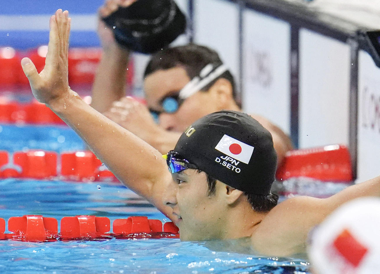 男子200メートル個人メドレー予選　レースを終えた瀬戸大也。準決勝に進出した（共同）