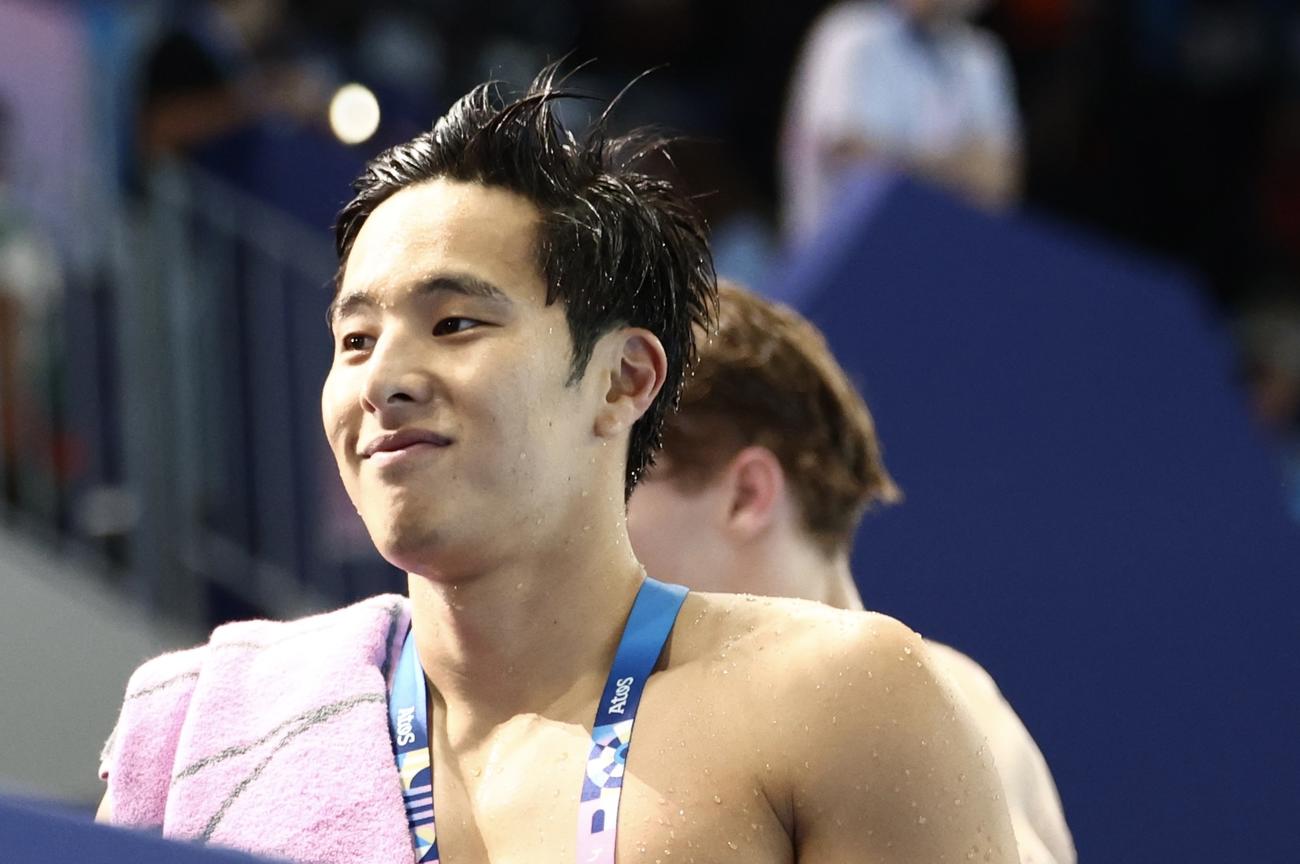 男子200メートル個人メドレー準決勝　決勝進出を決め笑顔を見せる瀬戸（撮影・河田真司）
