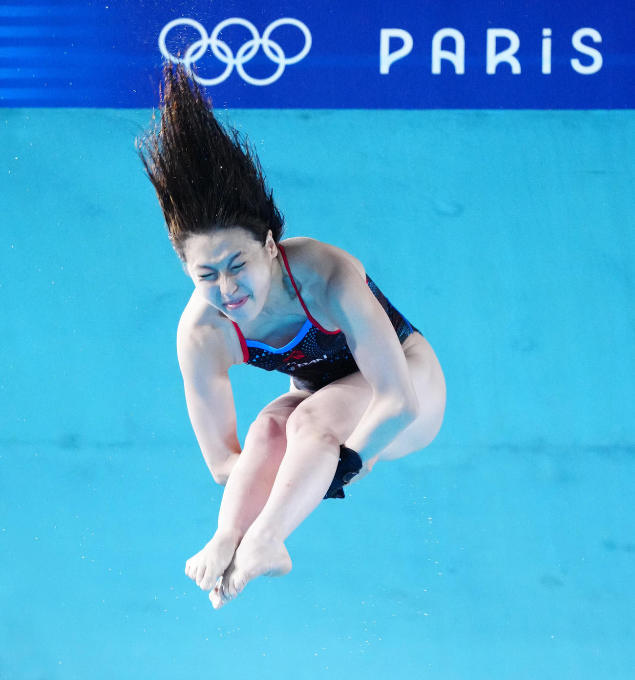 女子10メートル高飛び込み決勝で最終試技に臨む荒井（撮影・江口和貴）