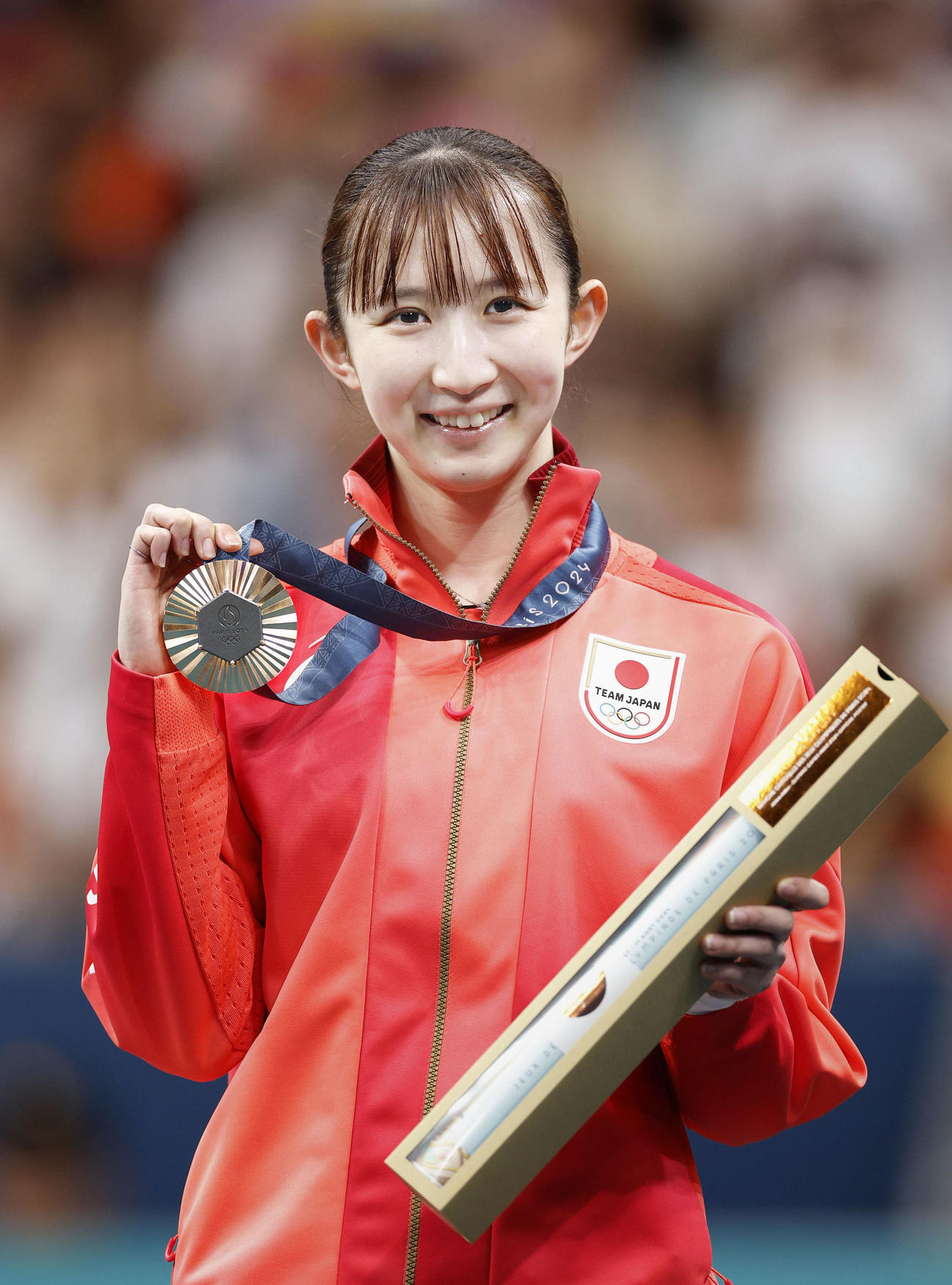 パリ五輪の卓球女子シングルスで銅メダルを獲得した早田ひな（共同）