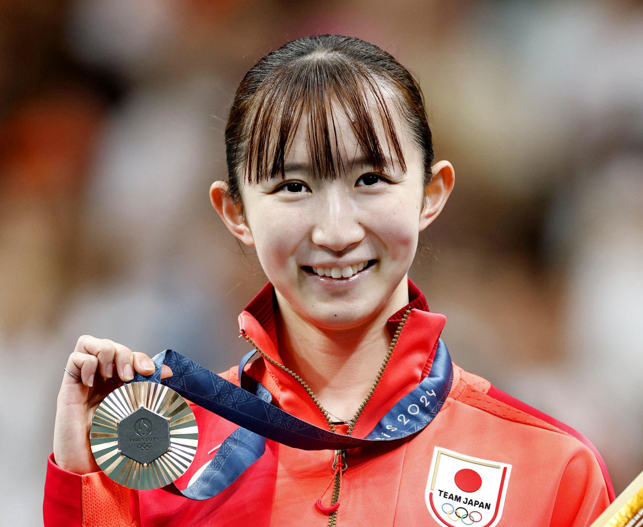 パリ五輪の卓球女子シングルスで銅メダルを獲得した早田ひな（共同）