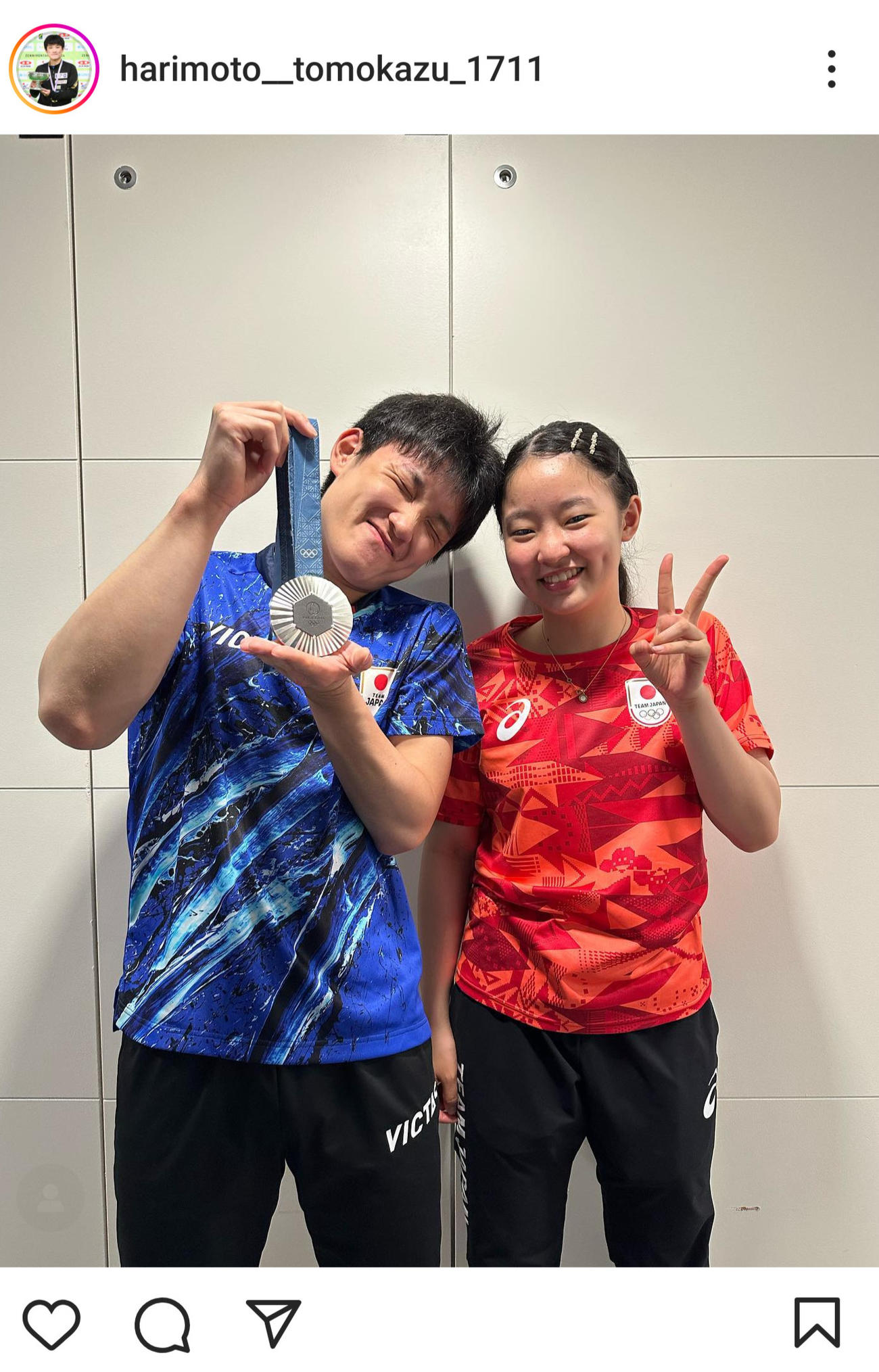 張本智和のインスタグラムから