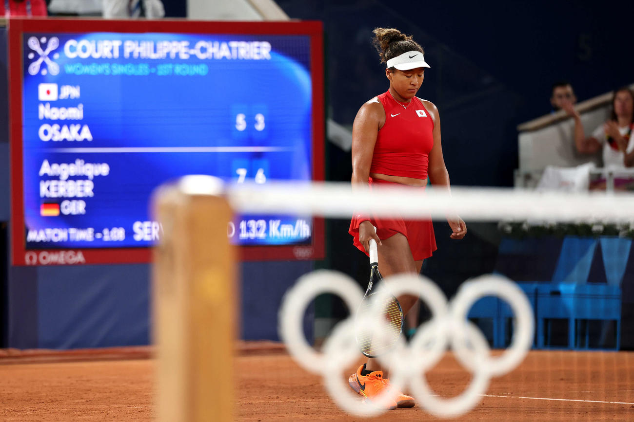 女子シングルス1回戦　アンゲリク・ケルバーに敗れる大坂（撮影・河田真司）