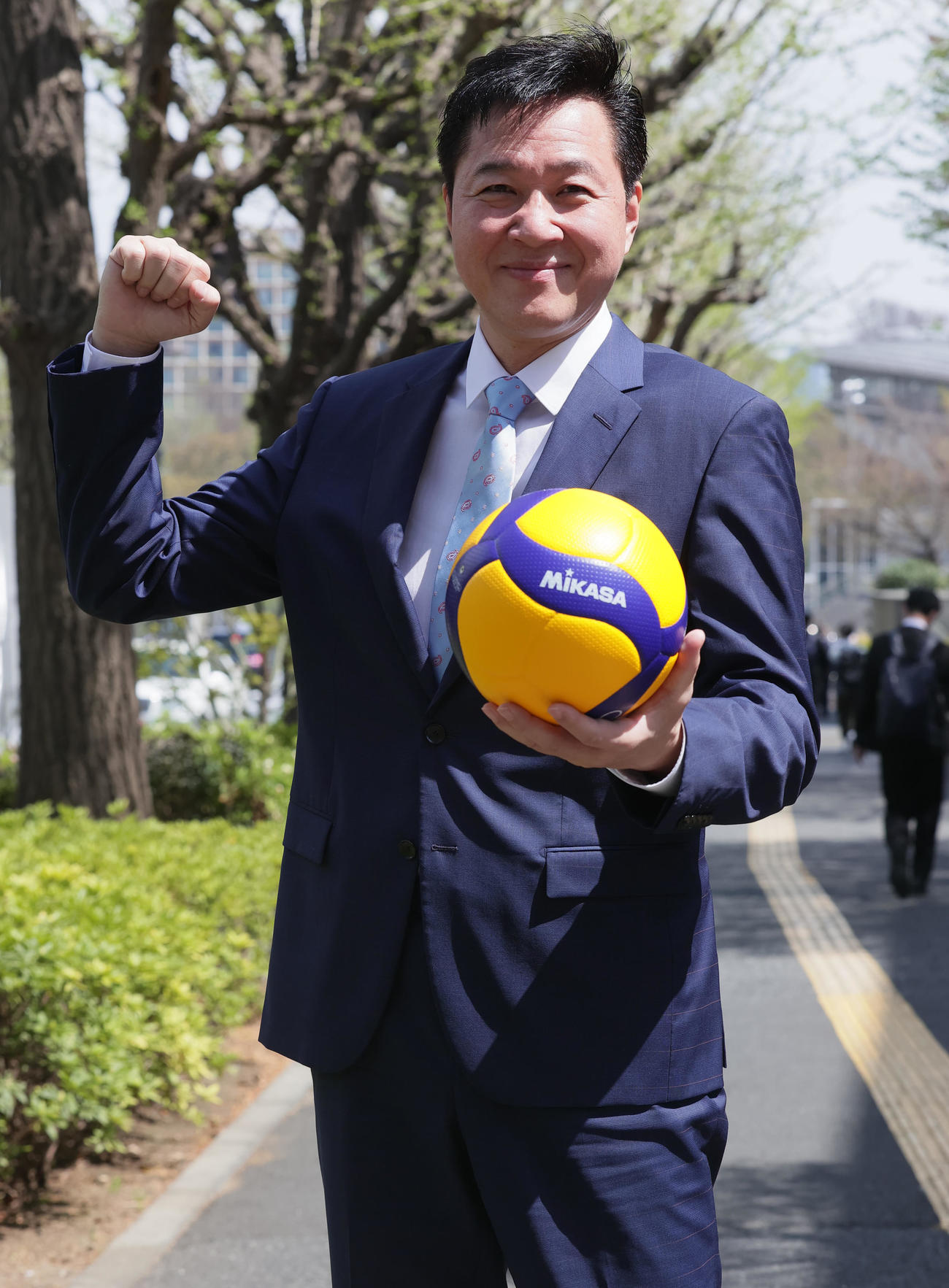 さわやかさは健在。日本バレーボール協会の新会長に就任した川合俊一氏（2022年4月11日）