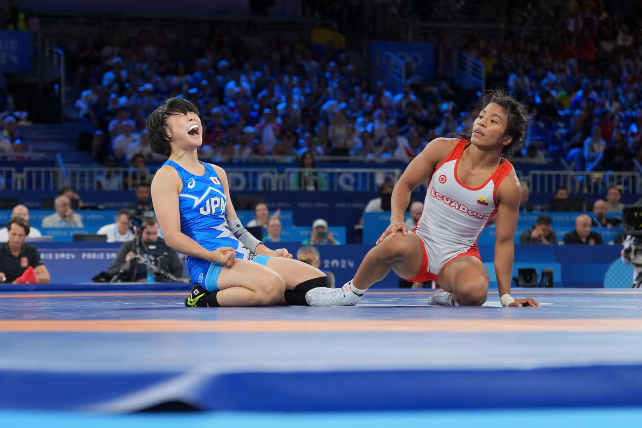女子53キロ級決勝　藤波はジェペスグスマンを破り歓喜のシャウト（撮影・パオロ　ヌッチ）