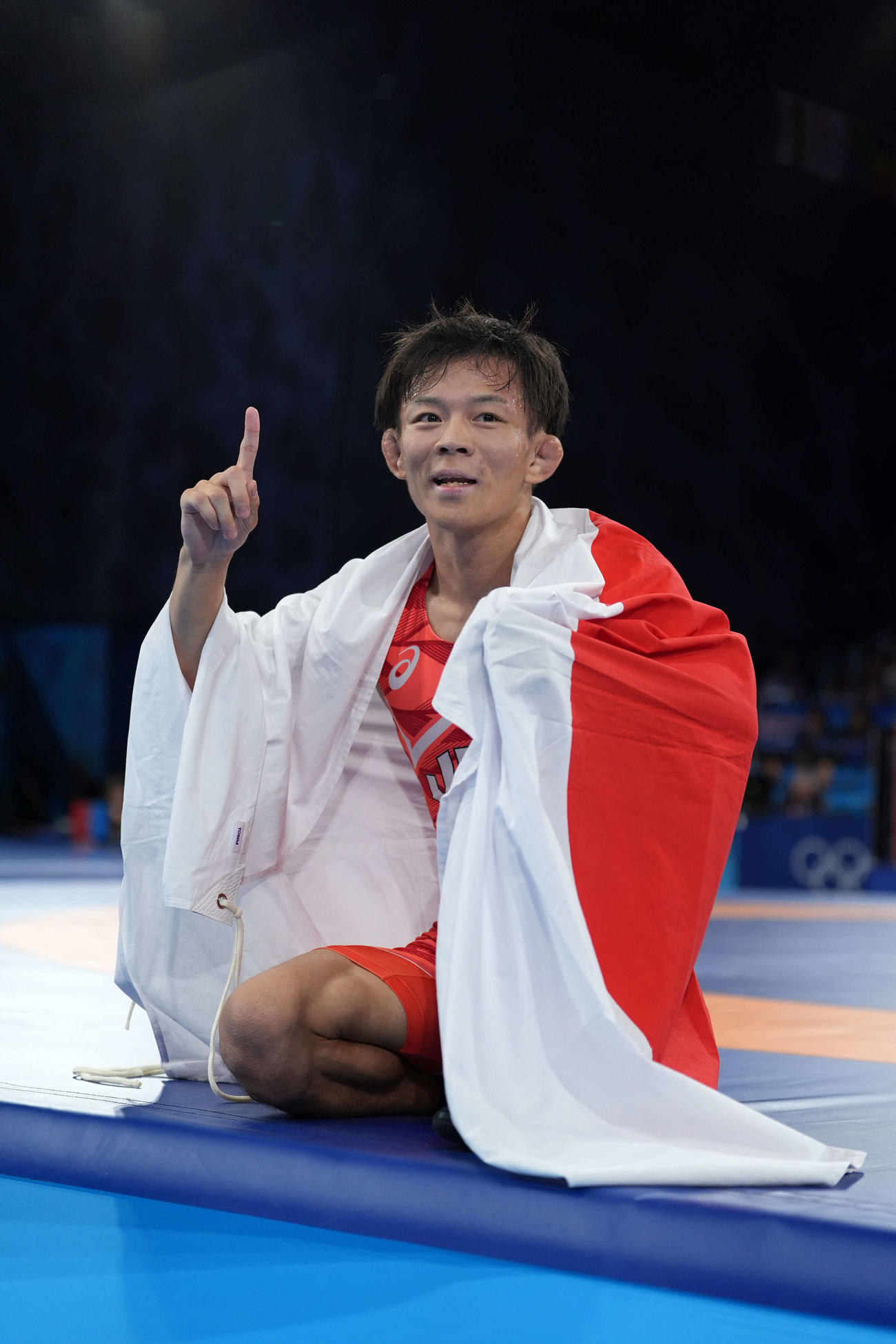 リ五輪　レスリング　男子フリースタイル57キロ級　決勝　スペンサーリチャード・リーを下し金メダルを獲得した樋口黎（撮影・パオロ　ヌッチ）