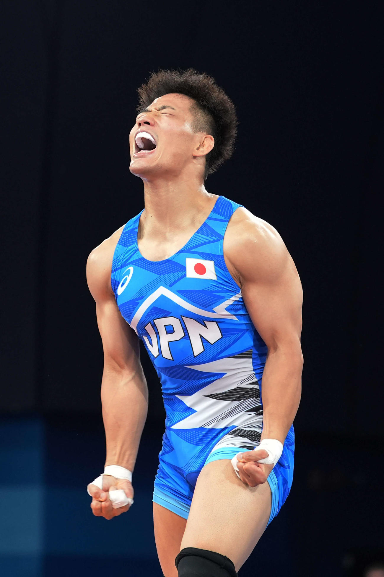 フリースタイル74キロ級準決勝　決勝進出を決めほえる高谷大地（撮影・パオロ　ヌッチ）