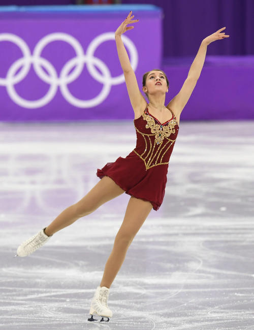 女子フリーで演技するスイス、アレクシア・パガニーニ（撮影・山崎安昭）