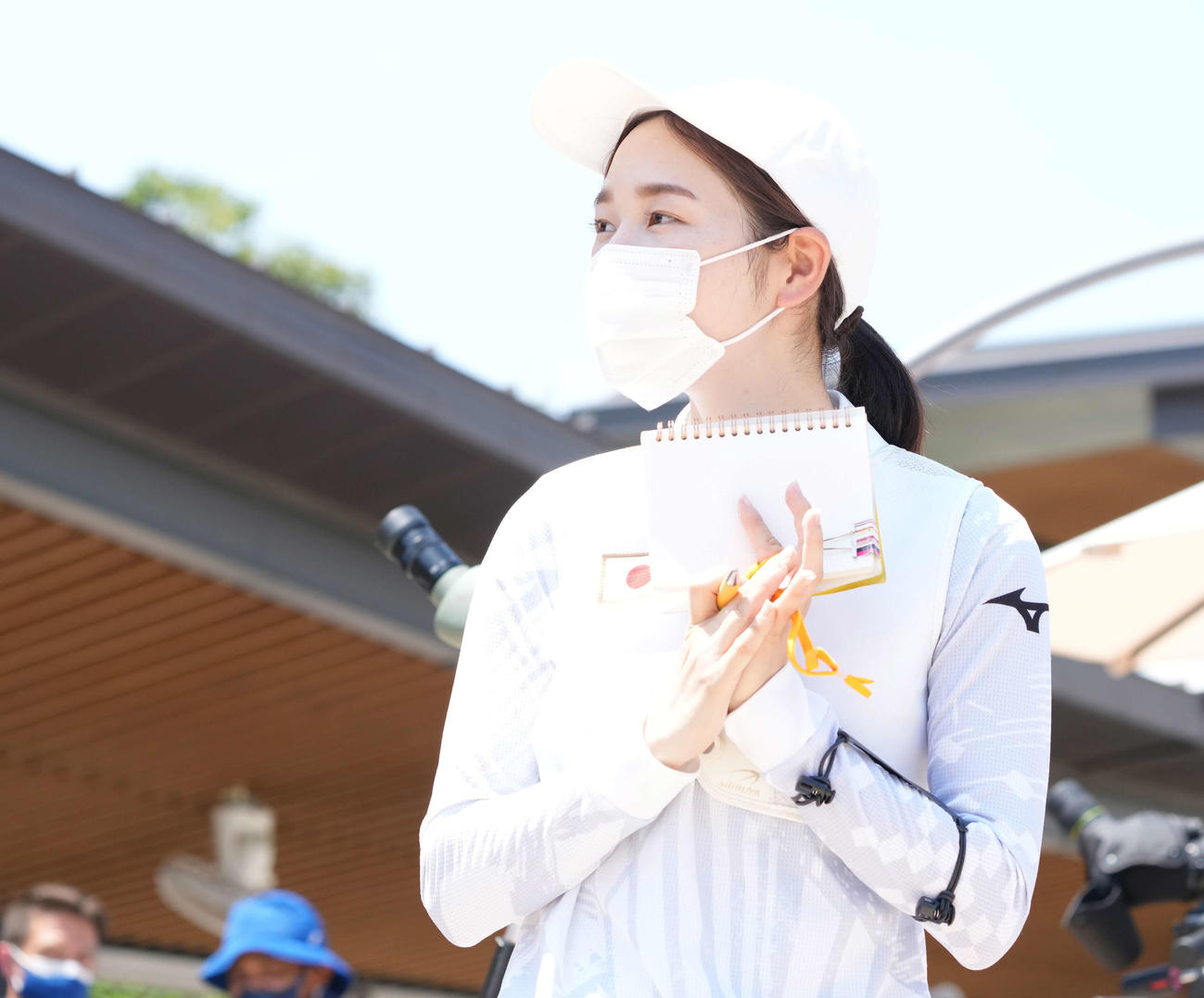 全行射後笑顔の山内（撮影・鈴木みどり）