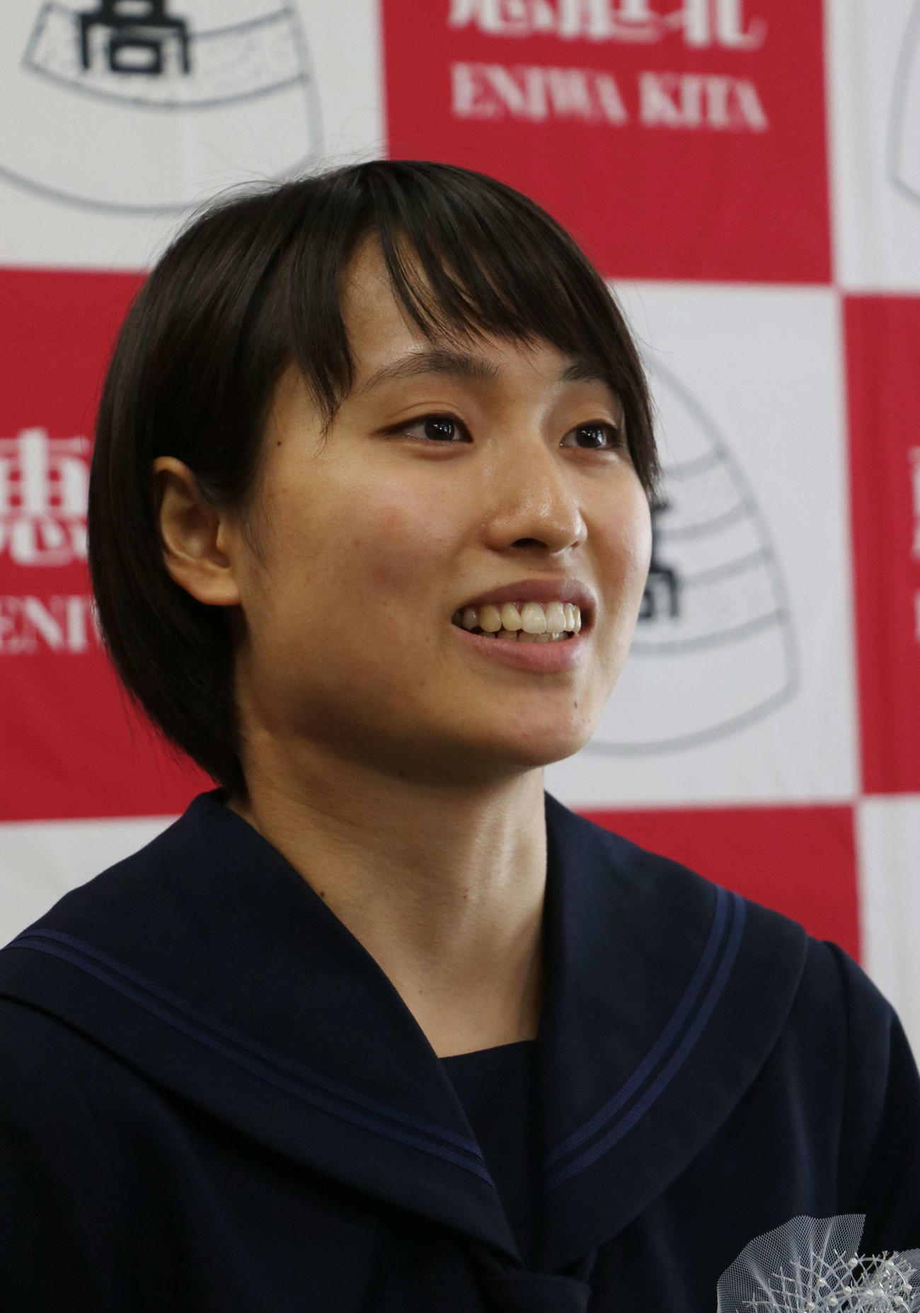 うっすらと目に涙をためながら高校生活を振り返る恵庭北・御家瀬（撮影・浅水友輝）