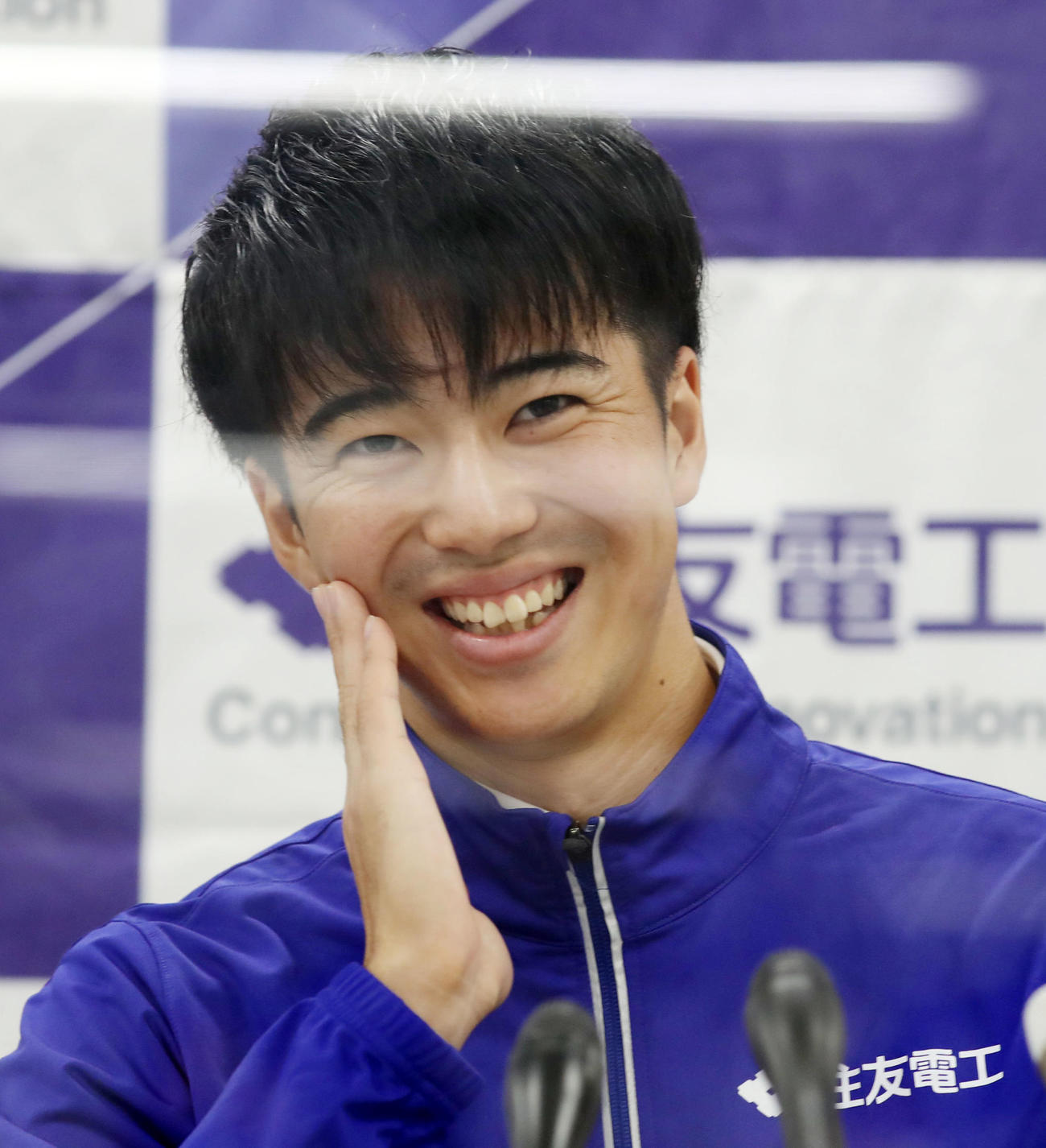 日本選手権を優勝して五輪出場を決め会見で意気込みを語る多田（撮影・加藤哉）