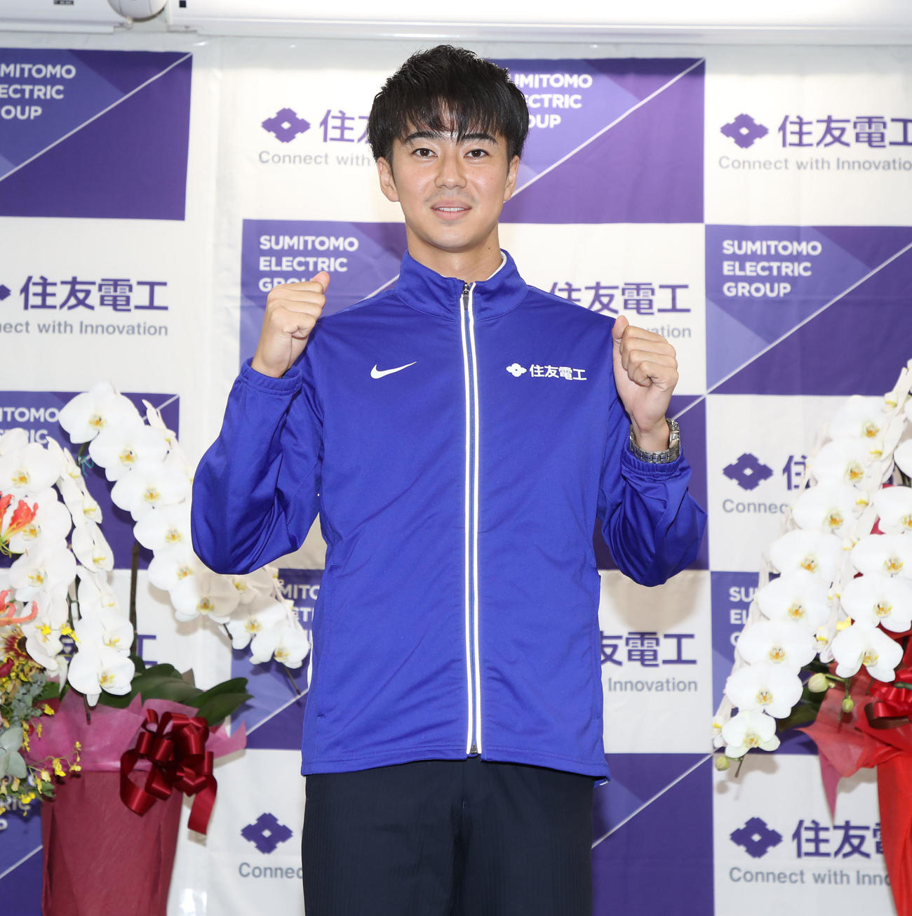 日本選手権を優勝して五輪出場を決め会見を行った多田（撮影・加藤哉）