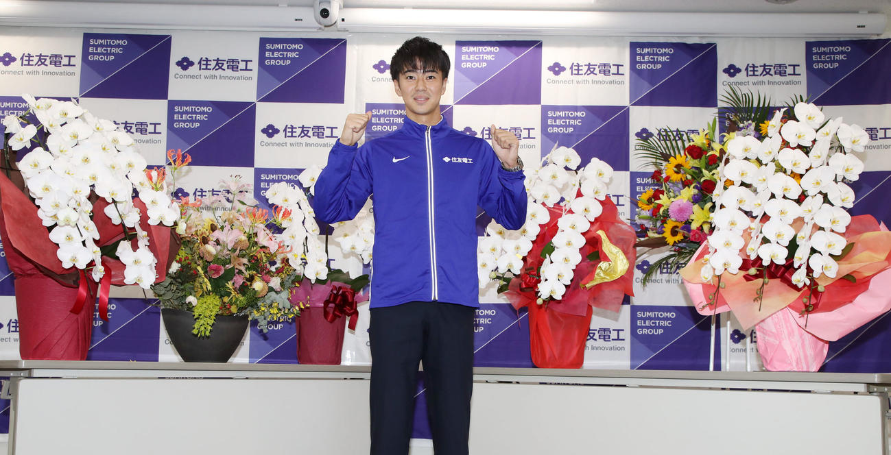 日本選手権を優勝して五輪出場を決め会見を行った多田（撮影・加藤哉）