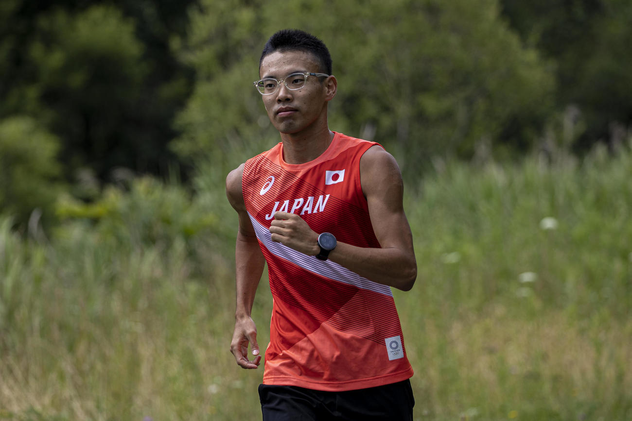 東京五輪競歩日本代表合宿で汗を流す山西利和（日本陸上競技連盟提供）