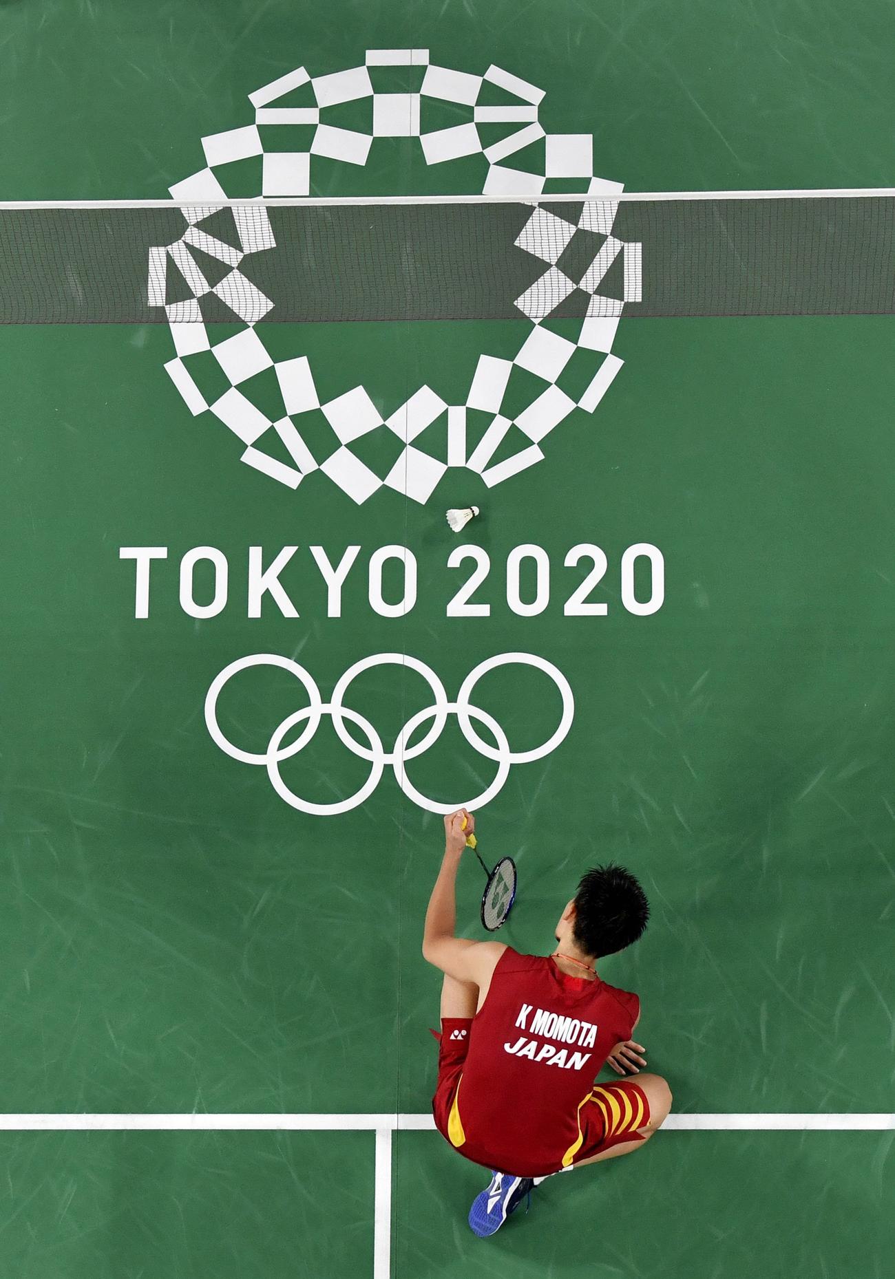 男子シングルス1次リーグで、韓国の許侊熙に敗れ決勝トーナメント進出を逃した桃田賢斗（共同）