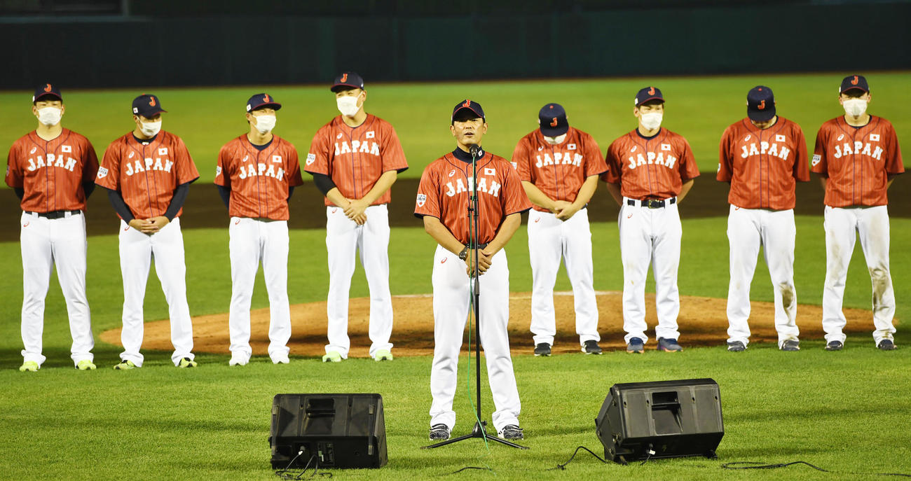 日本代表壮行セレモニー　稲葉篤紀監督（2021年7月25日撮影）