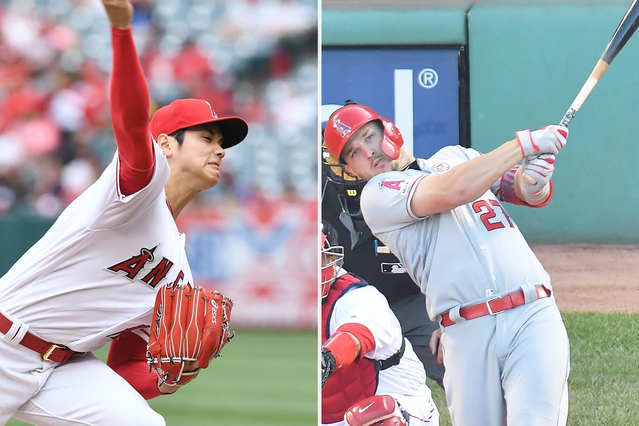 大谷翔平（左）とトラウト