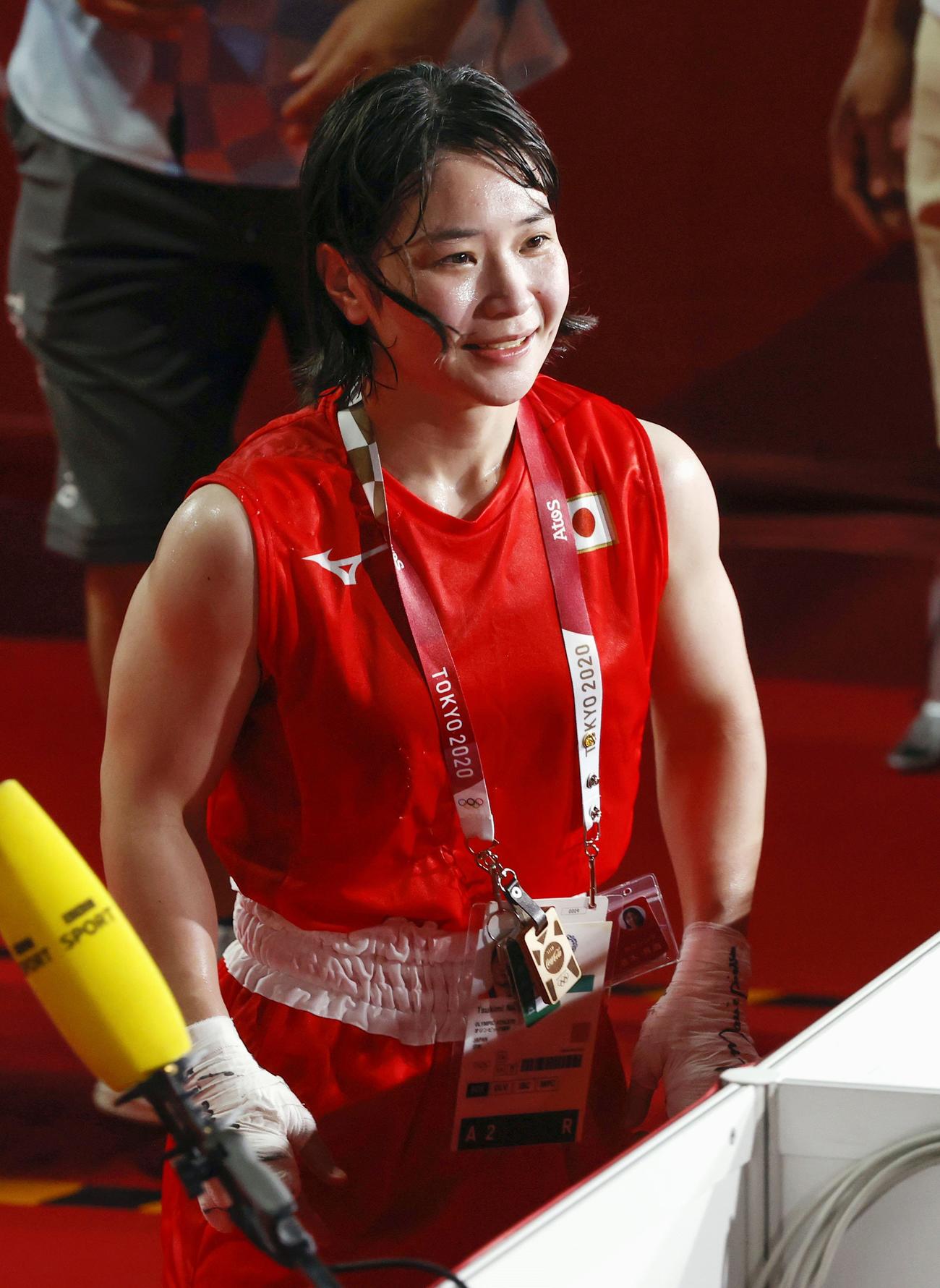 女子フライ級準決勝で敗れ銅メダルとなった並木